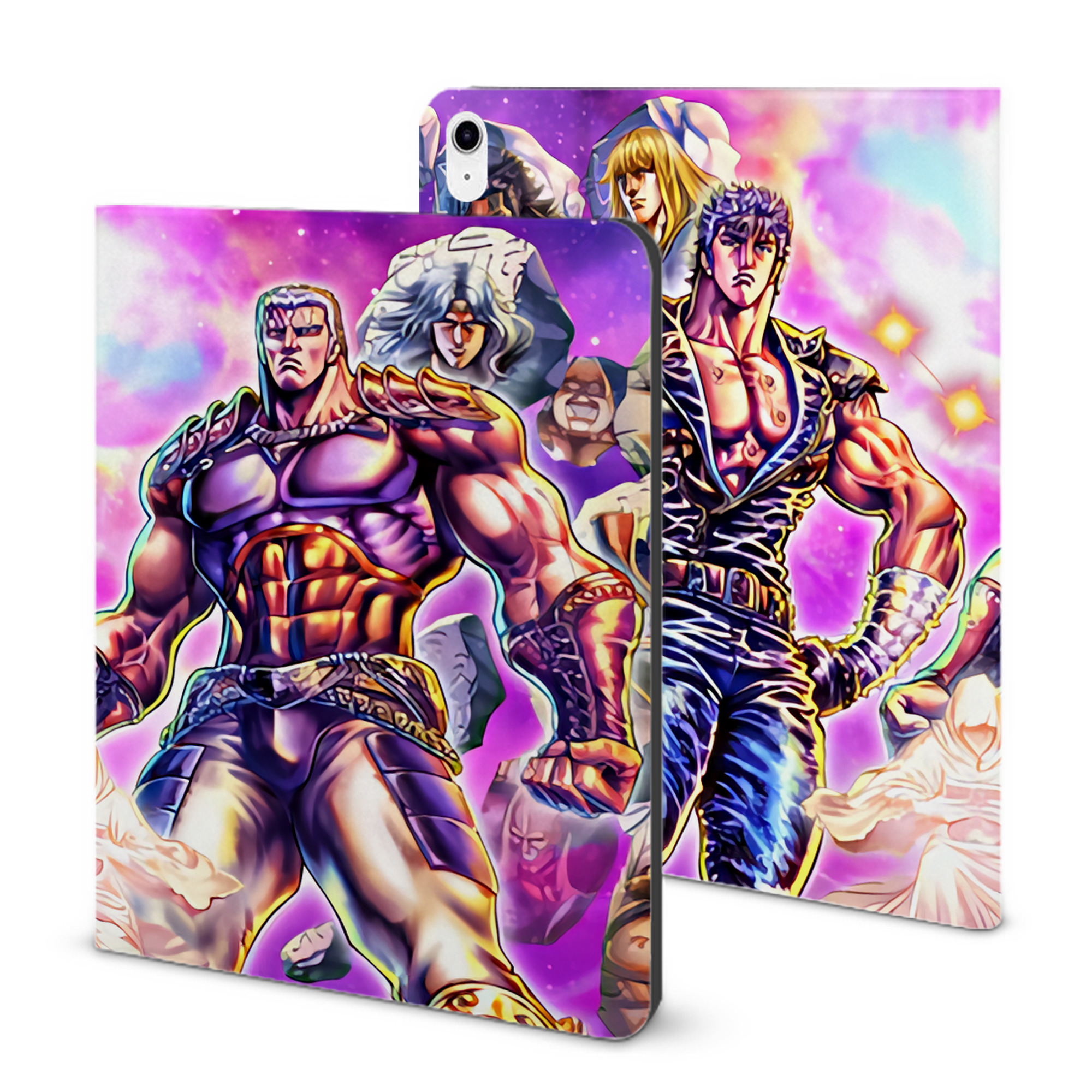 （画像用） 北斗の拳 Fist of the North Star IPad ケース ブック型 PUレザー TPU 耐衝撃 軽量 薄型 ペン収納なし 全面保護 IPad 各モデル対応